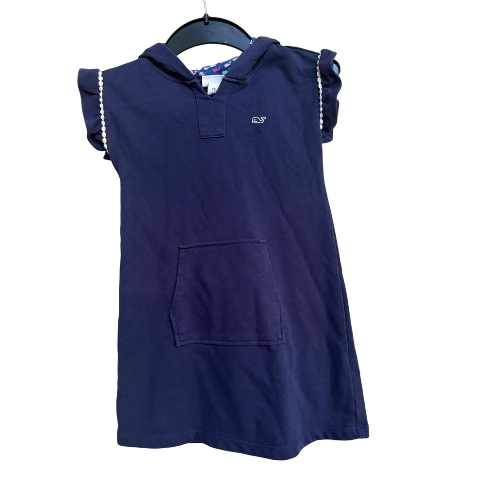 Vineyard Vines for Target Girls Navy Blue Hooded Whale Ruffle Dress 5T